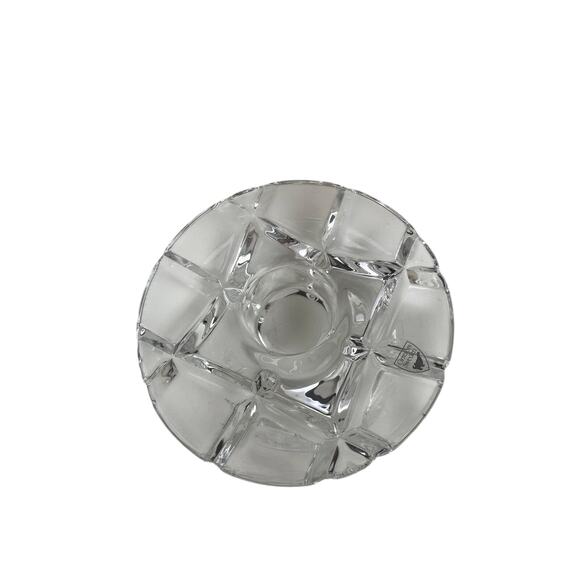 Orrefors Clear Tea Light Candle Holder Crystal Glass Round Abstract Hand Blown - Picture 1 of 6